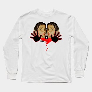 terror with knives, blood and scared girls Long Sleeve T-Shirt